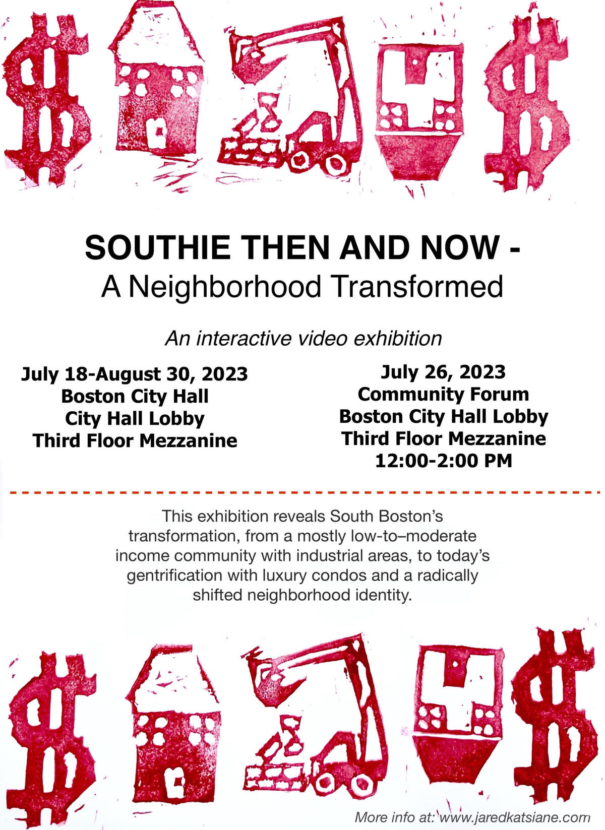 Flyer for SOUTHIE THEN AND NOW community forum on July 26