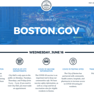 The homepage of Boston.gov