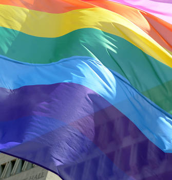 Boston Pride flag raising at City Hall