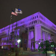 Image for city hall lit up for national recovery month